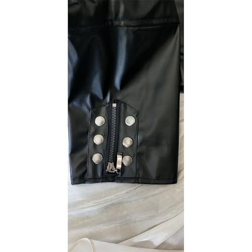 DGHM-JLMY Men's Retro Steampunk Gothic Trench Coat Classic Medieval Faux Leather Jacket Fashion Lapel Motorcycle Coats3