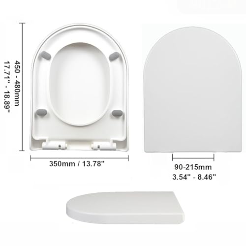 Asiento de inodoro de cierre suave en forma de D con liberación rápida, almohadilla antideslizante, bisagras de fácil fijación superior, material de polipropileno duradero para reemplazo estándar de