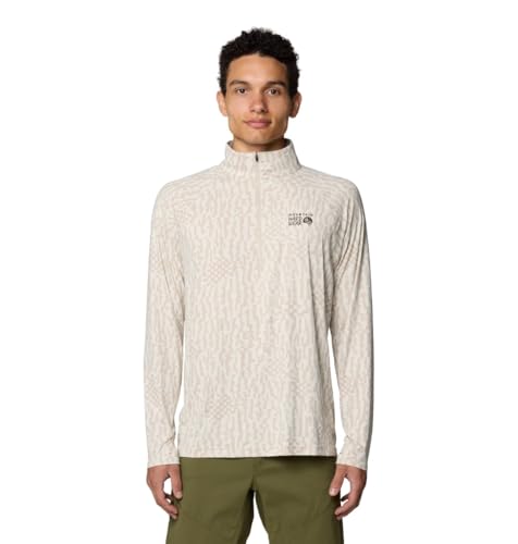 Amazon listing image for Mountain Hardwear Men's Crater Lake 1/2 Zip, Stone Digidaze Print, X-Large
