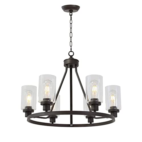 Luminaire suspendu de campagne ronde pour éclairer une grande table en bois