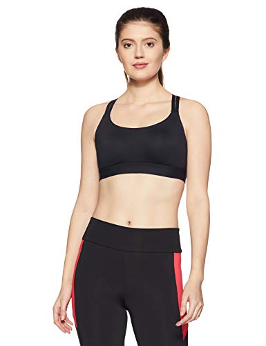 Under Armour Womens Armour Eclipse Low Impact Sports Bra, Black /Metallic Silver, Medium