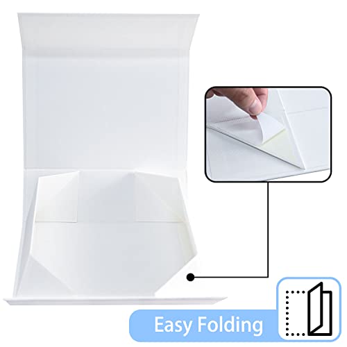 Image of LIFELUM White Gift Boxes with Lids Bulk for Presents 5 Pack Gift Boxes 13.85 x 8.35 x 4.45 inch Large Gift Box Contains Card,Sticker,Ribbon, Shredded Paper Filler for Anniversary, Weeding Gifts