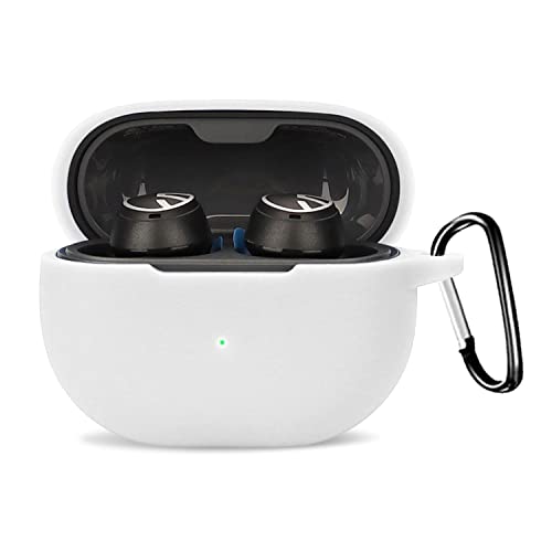 SOUNDPEATS Mini Pro HS 対応 ケース 保護ケース ヘッドホンケース KONXISA シリコン素材 着用しやすい 耐衝撃性 防水防塵 ウォッシャブル カラビナ付き 持ち運びがしやすい【ホワイト】