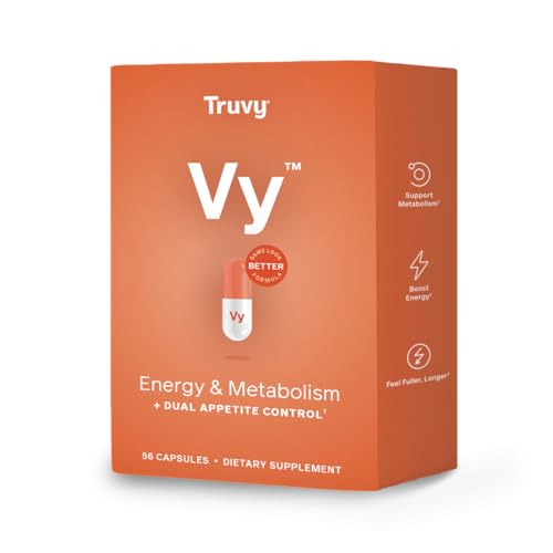 Truvy Vy Dual Appetite Suppressant for Weight Loss – 30-Day Kit – Energy & Metabolism Booster – Food Dietary Supplements for Women & Men – 1 Box of Vy™ (56 Capsules)