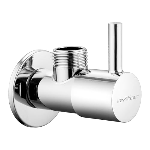 Image of India's 1st Lifetime Support Brand, R4005AV, SS-304 Grade Angle Valve | Angle Cock for Bathroom With Wall Flange | Valve for Geyser | Bathroom Tap | (Chrome Finish, 1-Piece)