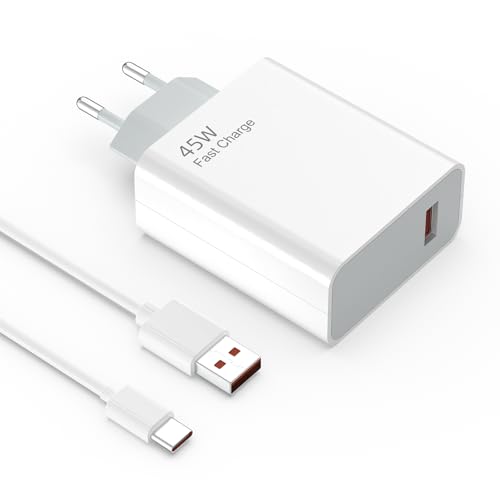 Jippofu Caricabatterie 45W USB C Caricatore Compatibile con Redmi Note 15 14 Pro 5G 13 12 11 10 Redmi Pad Xiaomi Mi 11 Lite 10 10T Pro 10S Poco X7 M7 Pad 7 6 5 Alimentatore Rapido Charger Adattatore