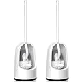 Toilet Brush, 2 Pack Toilet Brush and Holder Set with Durable Curved BristlesToilet Scrubber, Toilet Bowl Brush with Extra Long Handle,Toilet Cleaner with Caddy for Bathroom Deep Cleaning (2, White)