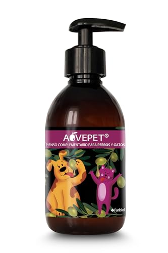 Aovepet Complemento Alimenticio de Aceite de Oliva Virgen Extra con Vitaminas A y D3 para Perros y Gatos