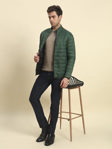 Image of Cantabil Reversible Jacket for Men | Premium Casual Jacket Smart Fit Mock Neck Nylon Fabric Solid Pattern (P MJKT00249)