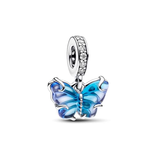 PANDORA Blue Murano Glass Butterfly Dangle Charm - Compatible with PANDORA Moments - Gift for Her - Sterling Silver & Murano Glass with Cubic Zirconia - With Gift Box2