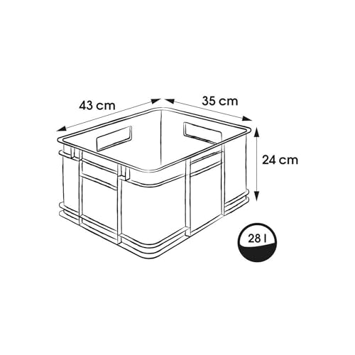 keeeper Eurobox XL, robuster Kunststoff (PP), 43 x 35 x 24 cm, 28 Liter, Eco Graphit