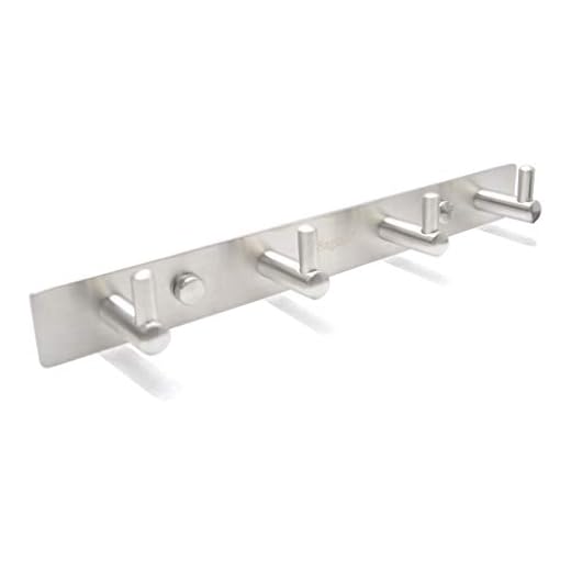 Coat Hook Rack Brushed Nickel - 11-Inch Towel＆ Key Rail with 4 Coat Hooks on Wall Mounted for Bedroom, Bathroom, Foyer, Hallway with 304 Stainless Steel