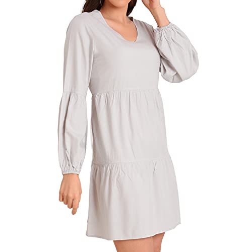 Image of Miss Lavish London Women's V Neck Tiered Summer Dress Casual Short Sleeve Swing T Shirt Mini Dresses
