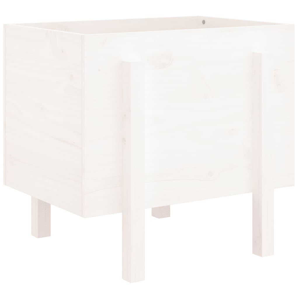 Donica ogrodowa biała 62x50x57 cm lite drewno sosnowe drewniana skrzynka na kwiaty do ogrodu balkonu tarasu duża donica zewnętrzna dekoracyjna