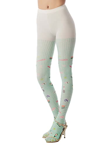 iB-iP Women's Hosiery Cute Sushi Cartoon Nylon Plaid Opaque Pantyhose Tights2