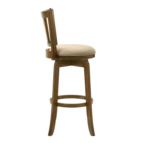 Armen Living Butaco Moderno de Cocina con Base Giratoria y Asiento Tapizado en Tela Color Marrón Sepia miniatura 7