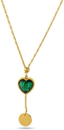 PALMONAS 18k Gold Plated Emerald Love Necklace for Women - Gift for Girls & Women | Waterproof & Anti-Tarnish Necklace