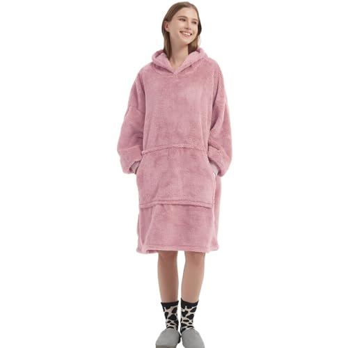 FELOVE Hoodie Decke Ärmeln Kuschelpullover Mit einer großen Tasche,Tragbare Decke Ultra Soft Bequemer Kuschel Erwachsene Hoodie,Warm Kuscheldecke weich als Geschenke für Frauen Freundin Mütter