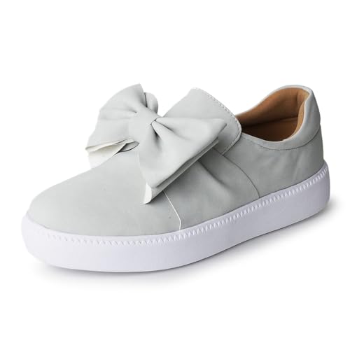Image of J. Adams Wally Platform Sneakers for Women - Comfortable Slip On Shoes with Bow