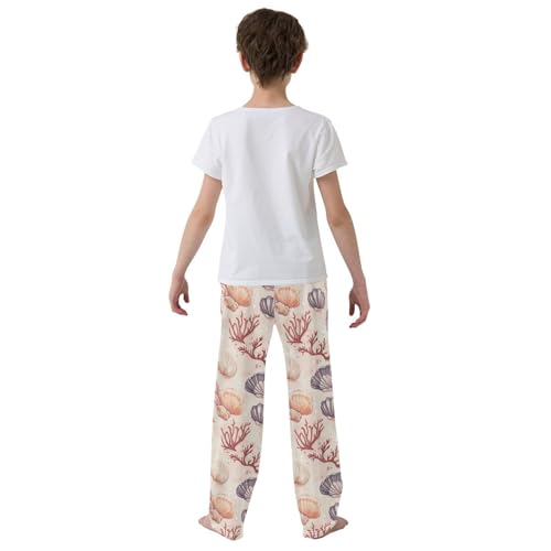 Pajama Bottoms, Pajamas Long Pant Seashells Corals Lounge Wear Casual Sleep Pants Soft Pjs Sleepwear3