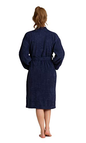 Image of Women's Turkish Terry Kimono Style Bathrobe - 100% Cotton Robe for Women - Comfortable & Absorbent - Soft & Cozy Wear
