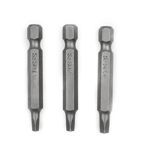 Diverse dimensioni: questo set include 3 punte per cacciavite, ognuna delle quali misura 50 mm di lunghezza. Il set include modelli SQ1, SQ2 e SQ3, per adattarsi a viti di diverse dimensioni.
