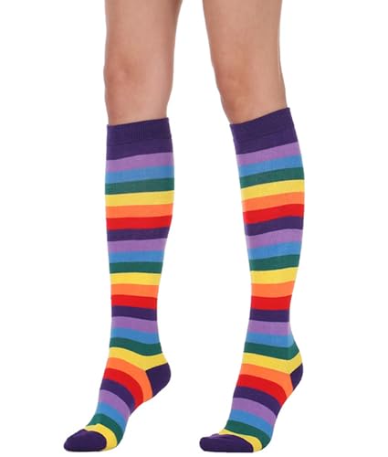 Image of Striped Knee High Socks for Women Outdoor Sport Athletic Stripe Casual Tube Socks