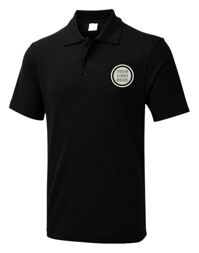 Personalised Embroidered Unisex Workwear Polo T-Shirt With Free Left Chest Text and Custom Logo - 50% Polyester and 50% Cotton