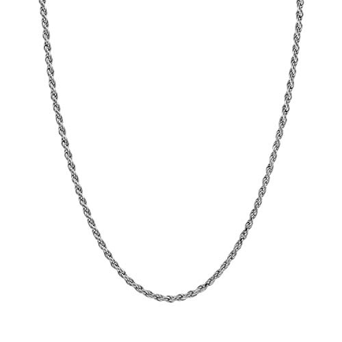 Cadena De Oro 14K Amarillo o Blanco Macizo De 2mm Corte De Diamante Fuerte Con Cierre De Garra De Langosta Para Hombres o Mujeres, Delgada Para Colgantes De 16-24 Pulgadas