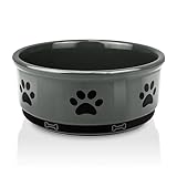 KPWACD Ceramic Pet Bowl for Dogs and Cats, Weighted Non-Slip Dog Bowls Food and Water Dish, Durable Pets Feeding Bowls Suitable for Small, Medium, and Large Dogs, Grey, 36 Oz