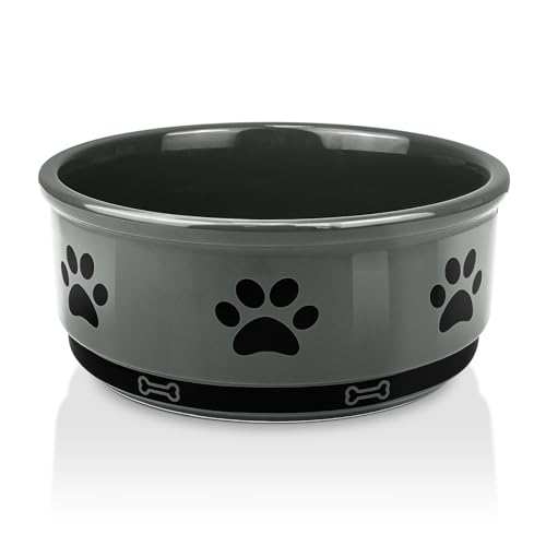 Ceramic Pet Bowl for Dogs and Cats Weighted Nonslip Dog Bowls Food and Water Dish Durable Pets Feeding Bowls Suitable for Small Medium and Large Dogs Grey 36 Oz  Cucciolini Doodles Ceramic pet bowl for dogs and cats weighted non slip dog bowls food and water dish durable pets feeding bowls suitable for small medium and large dogs grey 36 oz   cucciolini doodles