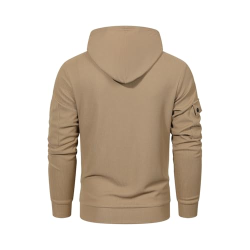 Quarter Zip Hoodies for Men Big Tall Workout Tactical Hooded Sweatshirt Long Sleeve Casual Fall Streetwear with Pocket4