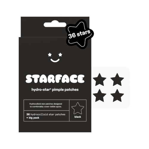Starface Hydro-Star Black Pimple Patch Refills Hydrocolloid Dermatologist Tested Covers and Protects Visible Spots Absorbs Pimple Gunk Vegan and Cruelty-Free Skincare (36 Count)