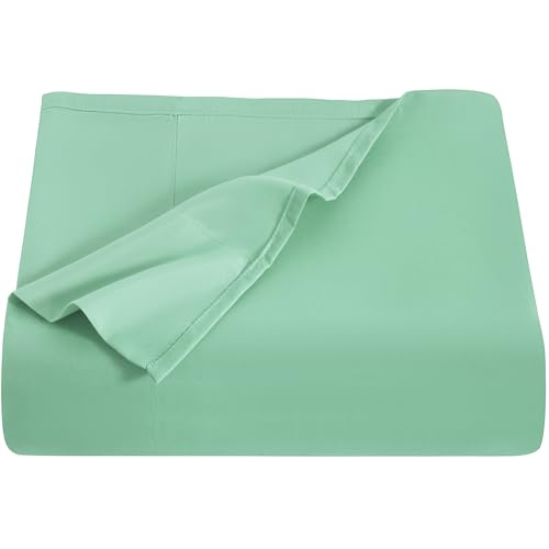 Image of NTBAY Twin XL Microfiber Flat Sheet, 66 x 102, Sea Green