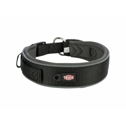 Trixie Prem Halsband, extra breit, S-M 33-42 cm, 35 mm, Schwarz
