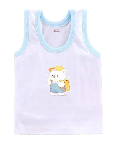 Image of Lush Plush Baby Boys Relaxed Fit White Cotton Vest | Lightweight, Breathable | Ganji | Banian | Baniyan | Kids Sando for Infant Newborn Toddler