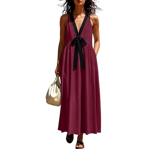 Vestido maxi de color bloque elegante y ligero para el ocio veraniego diario