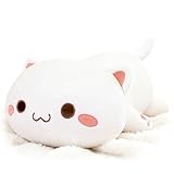 Onsoyours Cute Kitten Plush Toy Stuffed Animal Pet Kitty Soft Anime Cat Plush Pillow for Kids (White Cat, 12')