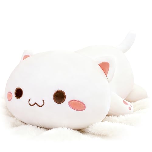 Onsoyours Cute Kitten Plush Toy Stuffed Animal Pet Kitty Soft Anime Cat Plush Pillow for Kids (White Cat, 12\")