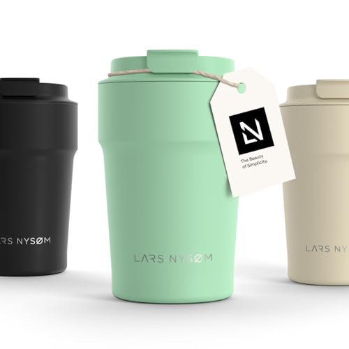 Image of LARS NYSOM Thermo Coffee Mug to go 13oz | Travel Mug 0.38 Liter with Insulation | Leak Proof Stainless Steel Thermal Tumbler for Coffee and Tea on the Go (Mint Green, 12.9oz)
