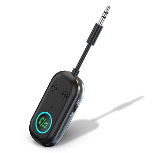 Bluetooth 5.3 Adapter Transmitter & Empfänger für TV, Flugzeug, Auto | 2-in-1 Bluetooth Sender Klinke 3,5mm | Unterstützt 2 Geräte gleichzeitig | aptX Low Latency für AirPods, Kopfhörer, Stereoanlage