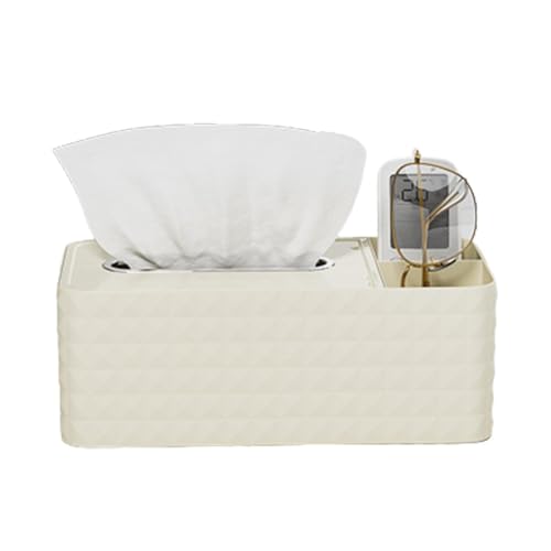 Soporte de pañuelos faciales para baño, cubierta rectangular de caja de papel higiénico, dispositivo de resorte integrado, organizador de teléfono celular para baño, cocina, dormitorio