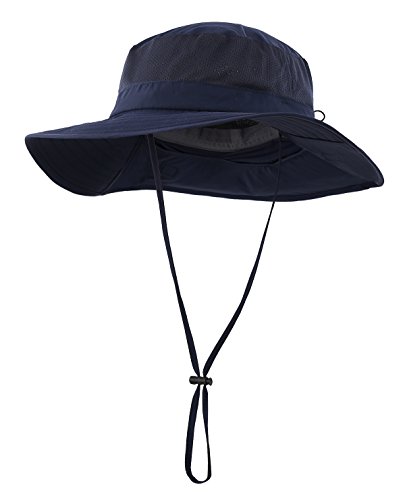 Home Prefer Mens Outback Safari Hat Upf50+ Sun Hat Large Fishing Cap Neck Flap Bucket Hat Navy Blue #TOP1