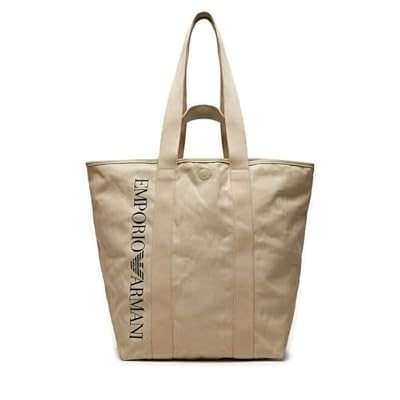 EMPORIO ARMANI Unisex Unisex Logo Shopping Beach Bag, PEARL GREY, One Size