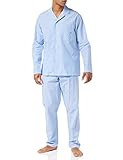 HOM Herren Normandy Long Woven Sleepwear Pyjamaset, Blaue und Weiße Streifen, L EU