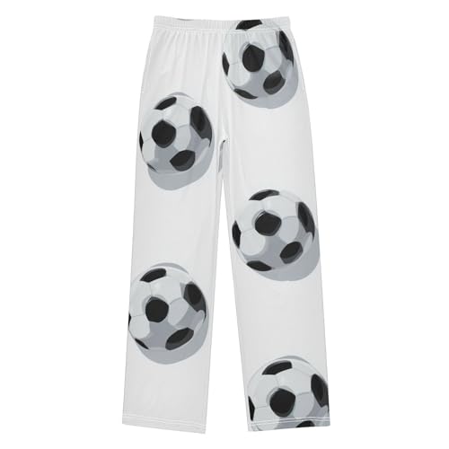 Soccer Balls Print Boys Long Pants Soft Trousers Elastic Waist Kids Lounge Bottoms with Pockets S-XL