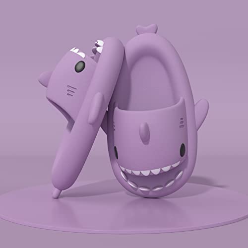 Chaychax Boys Girl Cloud Shark Slides Non-Slip Novelty Open Toe Sandals Extremely Comfy Cushioned Thick Sole Cute Cartoon Shower Slippers Indoor & Outdoor,Purple,5-6 Big Kid #TOP5