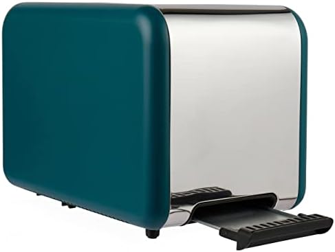 Salter EK5040TL Elder 2 Slice Toaster, 6 Levels of Variable Browning, Defrost Reheat and Cancel Functions, Removable Crumb Tray, Wide Toasting Slots, Indicator Lights, 850 W, Teal, Wood