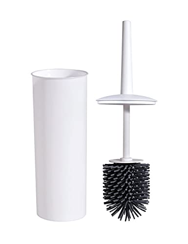 Juego de escobilla y Soporte para Inodoro de Silicona, escobilla de baño de Mango Largo, Soporte de Secado rápido con Deflector de Dos Capas, baño de Limpieza Profunda (Color: Blanco, tamaño: 15
