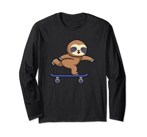 Patineta Happy Sloth, bonito animal deportivo Manga Larga